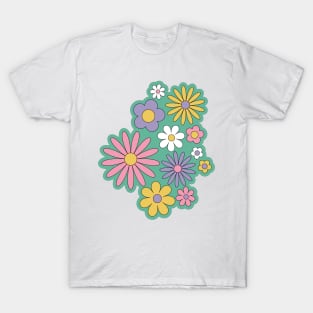 Retro Cartoon Flower Patch T-Shirt